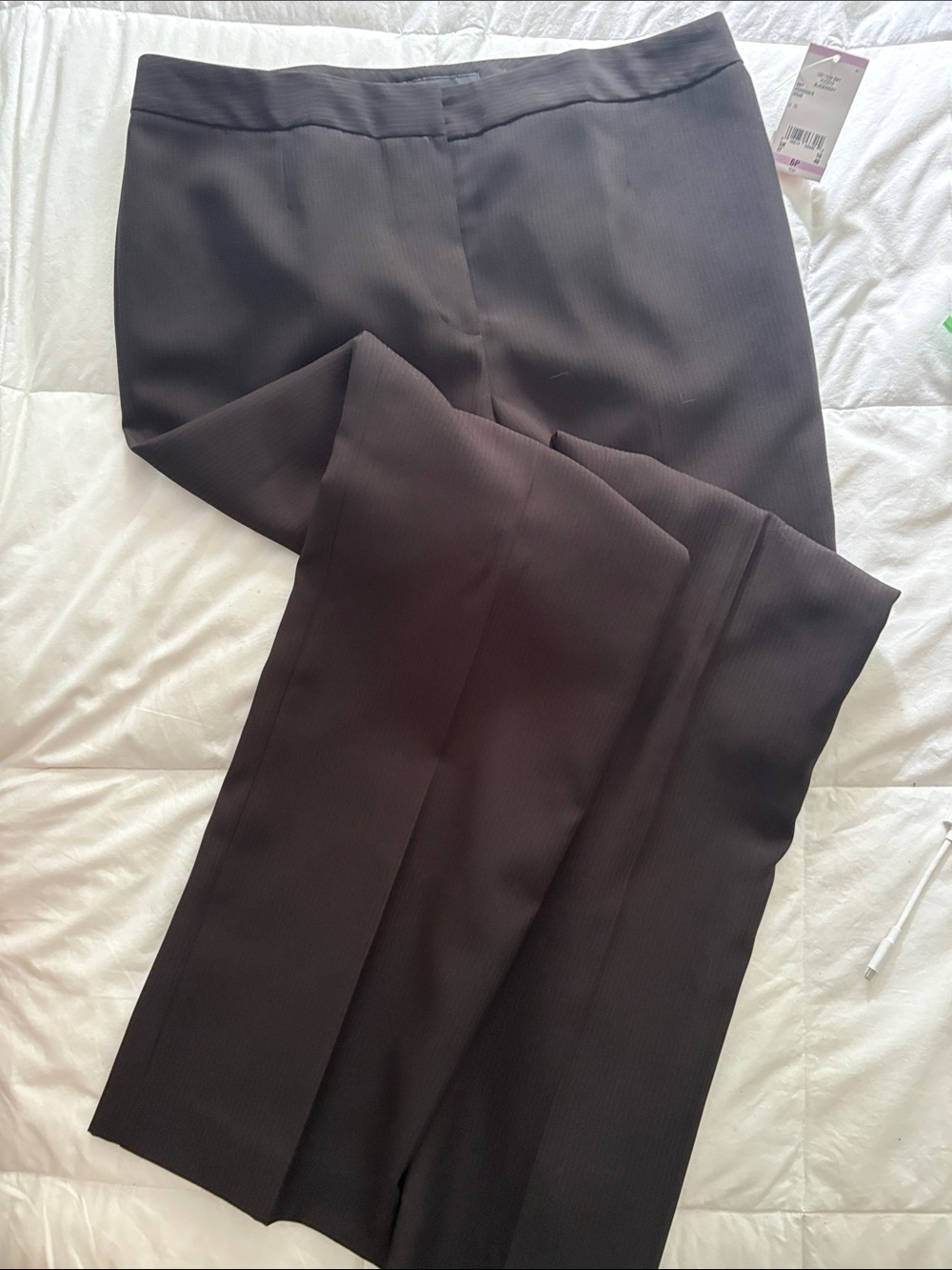 Le Suit Women's Dark Brown Pinstripe Dress Trousers